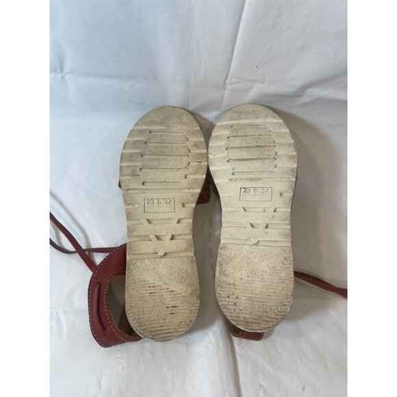 Segura Shy lace up  tooled leather sandal Boho  size 6 - Picture 8 of 13